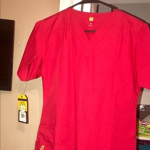 Red WonderWink Scrub Top
